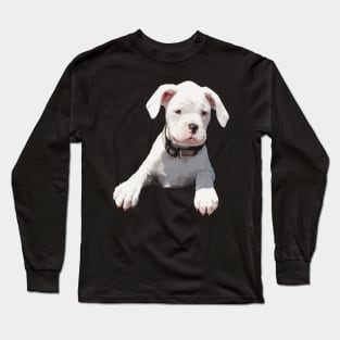 Adorable White Boxer Puppy Long Sleeve T-Shirt